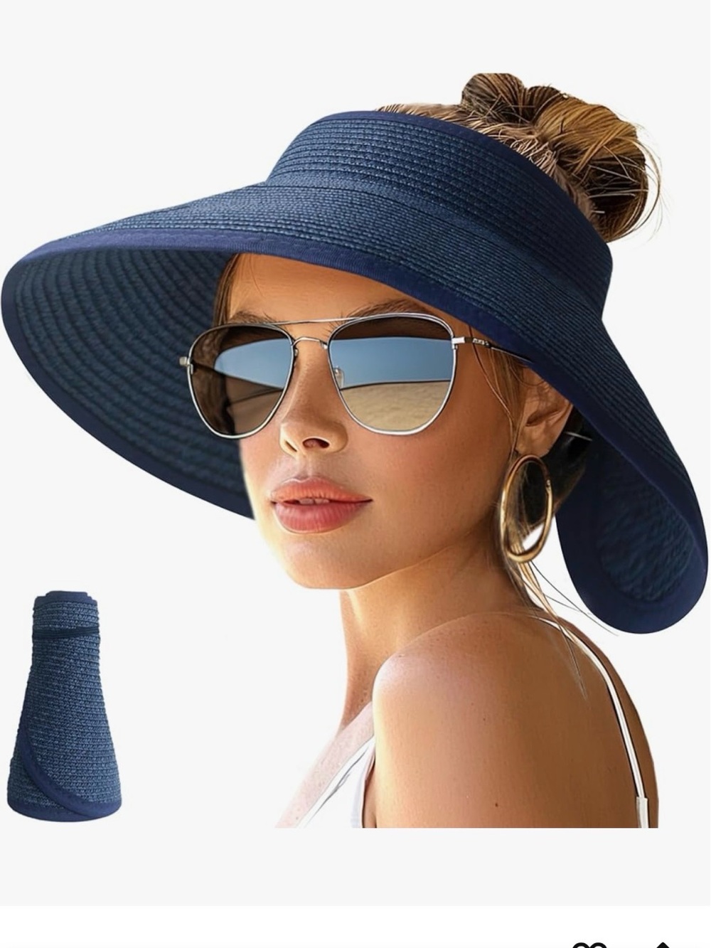 3 Wide Brim Sun Visor Hats - black, blue, tan